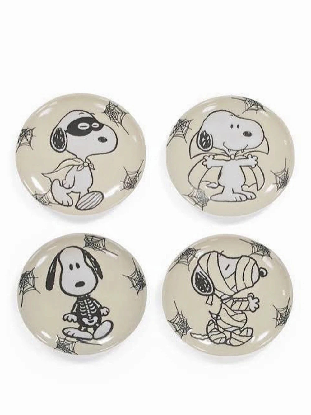 Snoopy Peanuts Halloween Appetizer Plates Set of 4 NWT